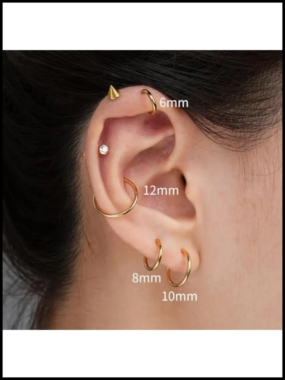 ASTM F136 Titanium Nose Ring Hoop 16G 18G 20G 6mm 8mm Clicker